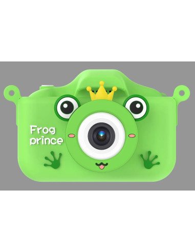 KIDS PHOTO CAMERA DIGITAL BUBBLE MICRO SD 2"IPS HD SCREEN GREEN + COVER RANA